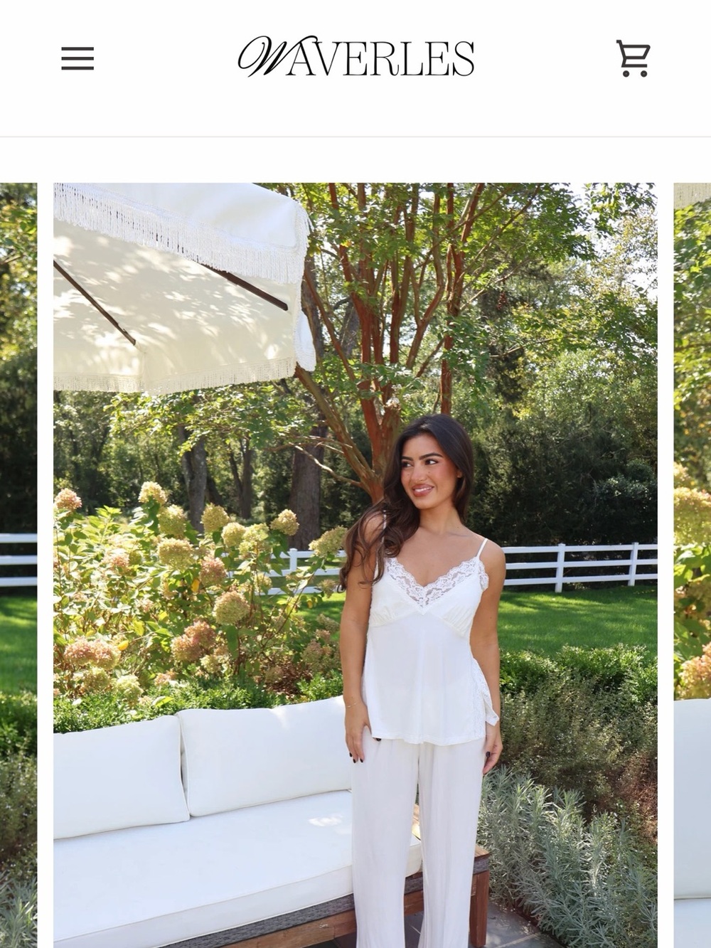 Waverles White Lace-Trim Camisole & Pant Sleep Set